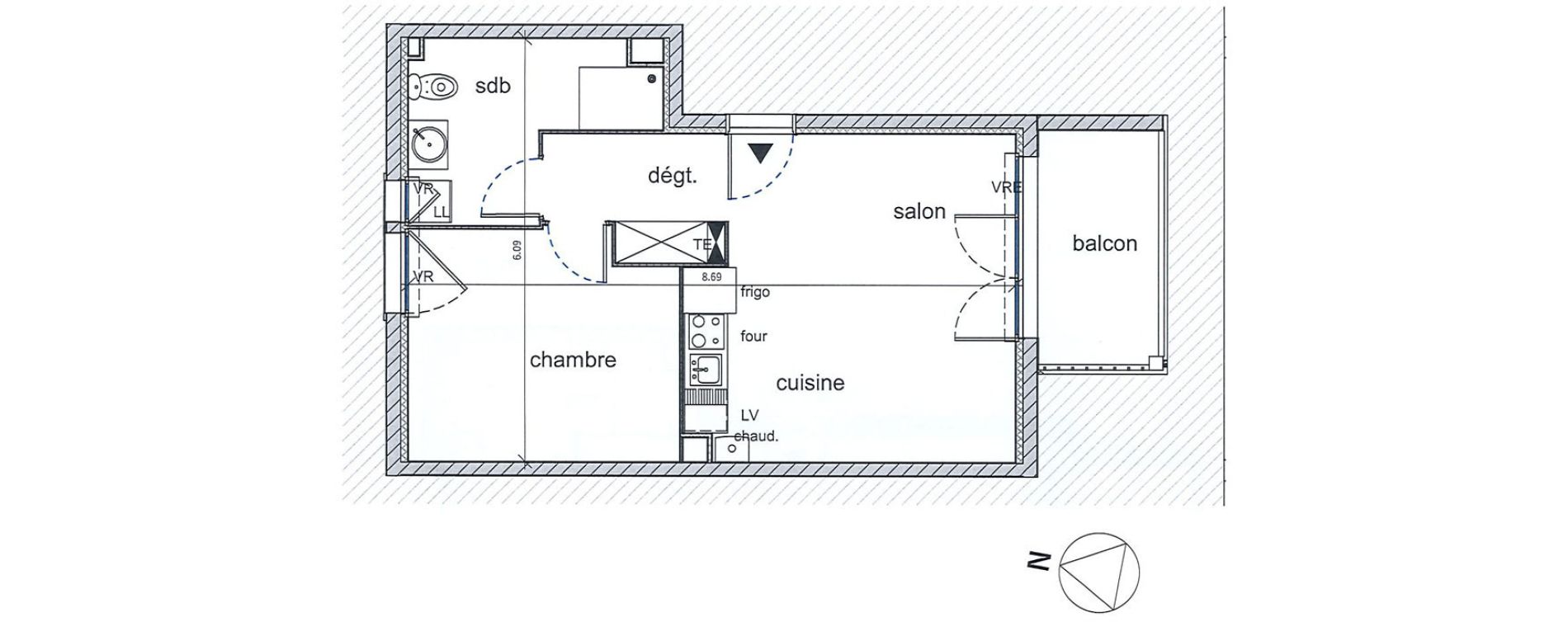 Appartement T2 de 44,65 m2 &agrave; Saint-Aubin-L&egrave;s-Elbeuf Centre