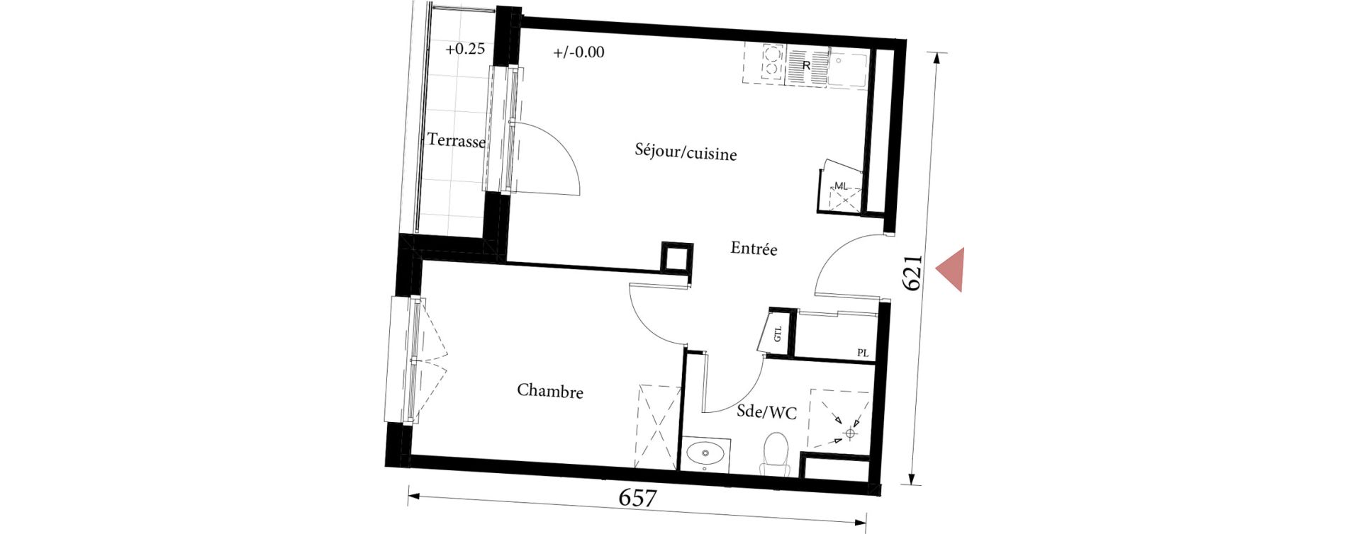 Appartement T2 de 34,59 m2 &agrave; Saint-&Eacute;tienne-Du-Rouvray Joliot - curie