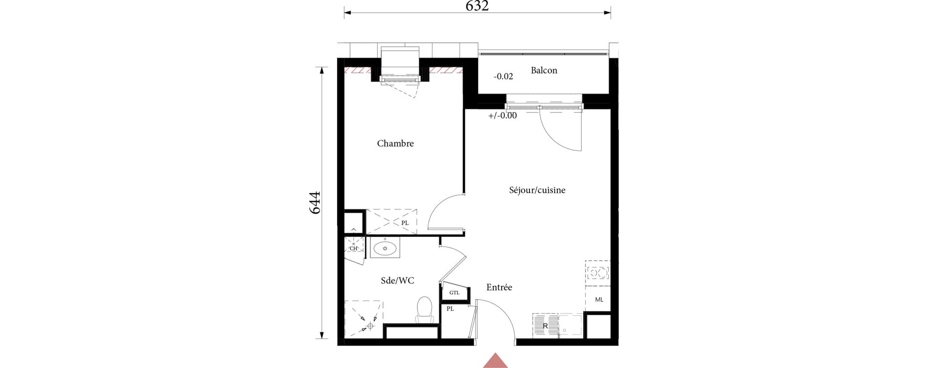 Appartement T2 de 34,66 m2 &agrave; Saint-&Eacute;tienne-Du-Rouvray Joliot - curie