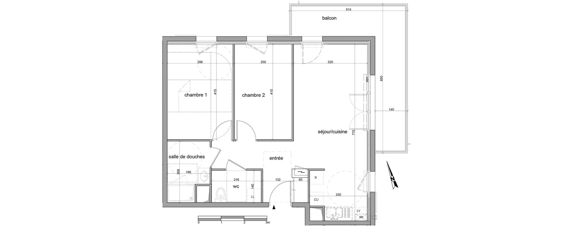 Appartement T3 de 59,10 m2 &agrave; Saint-L&eacute;ger-Du-Bourg-Denis Centre