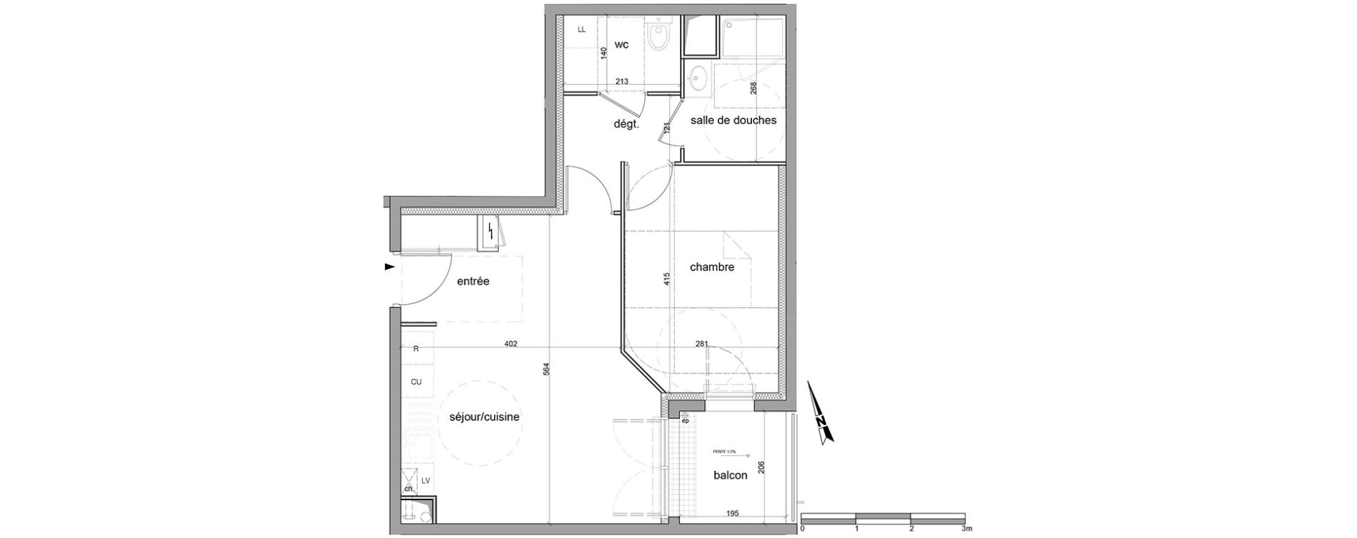 Appartement T2 de 46,40 m2 &agrave; Saint-L&eacute;ger-Du-Bourg-Denis Centre