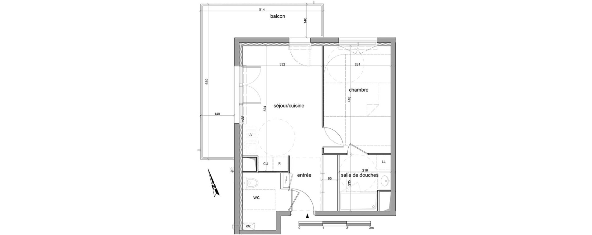Appartement T2 de 41,70 m2 &agrave; Saint-L&eacute;ger-Du-Bourg-Denis Centre
