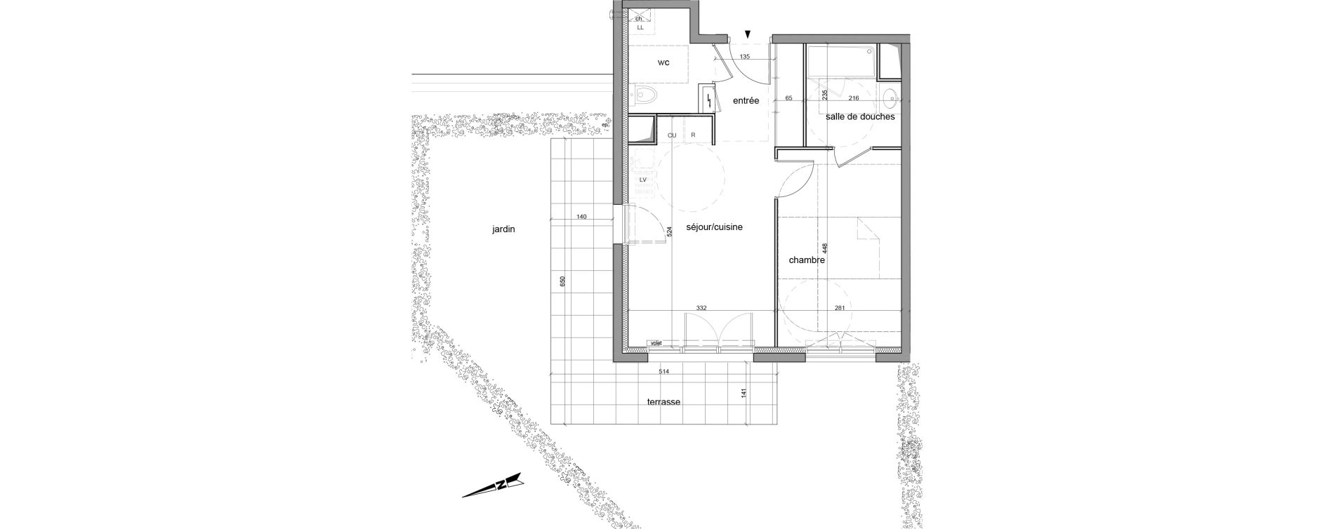 Appartement T2 de 41,70 m2 &agrave; Saint-L&eacute;ger-Du-Bourg-Denis Centre