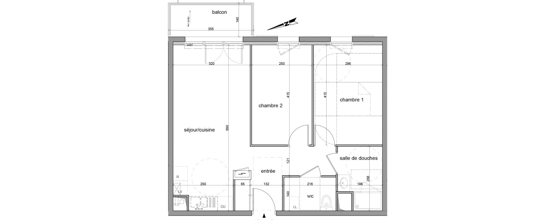 Appartement T3 de 57,10 m2 &agrave; Saint-L&eacute;ger-Du-Bourg-Denis Centre