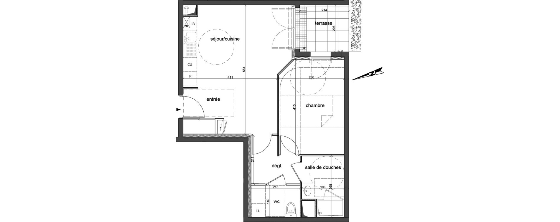 Appartement T2 de 46,90 m2 &agrave; Saint-L&eacute;ger-Du-Bourg-Denis Centre
