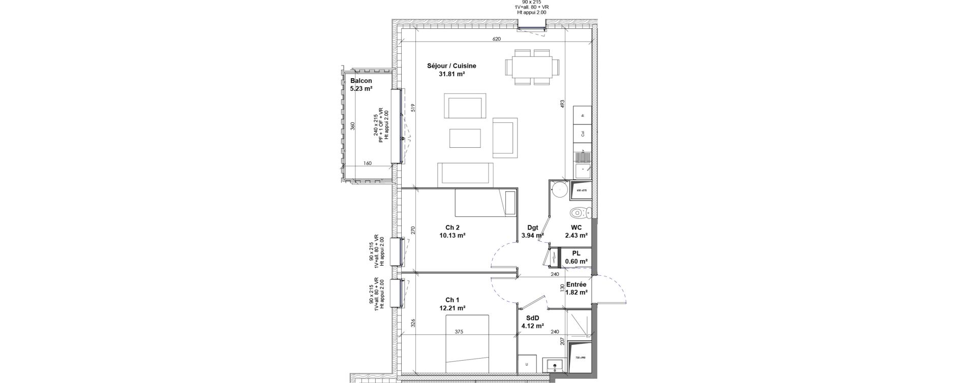 Appartement T3 de 67,06 m2 &agrave; Saint-Pierre-L&egrave;s-Elbeuf Centre