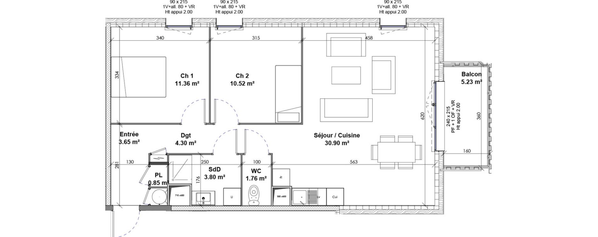 Appartement T3 de 67,14 m2 &agrave; Saint-Pierre-L&egrave;s-Elbeuf Centre