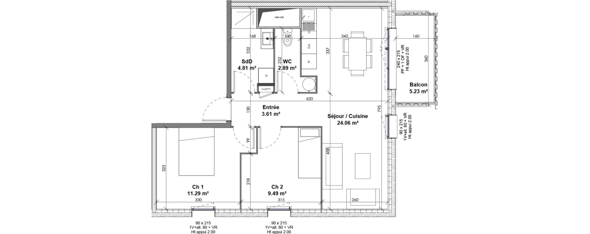 Appartement T3 de 56,15 m2 &agrave; Saint-Pierre-L&egrave;s-Elbeuf Centre