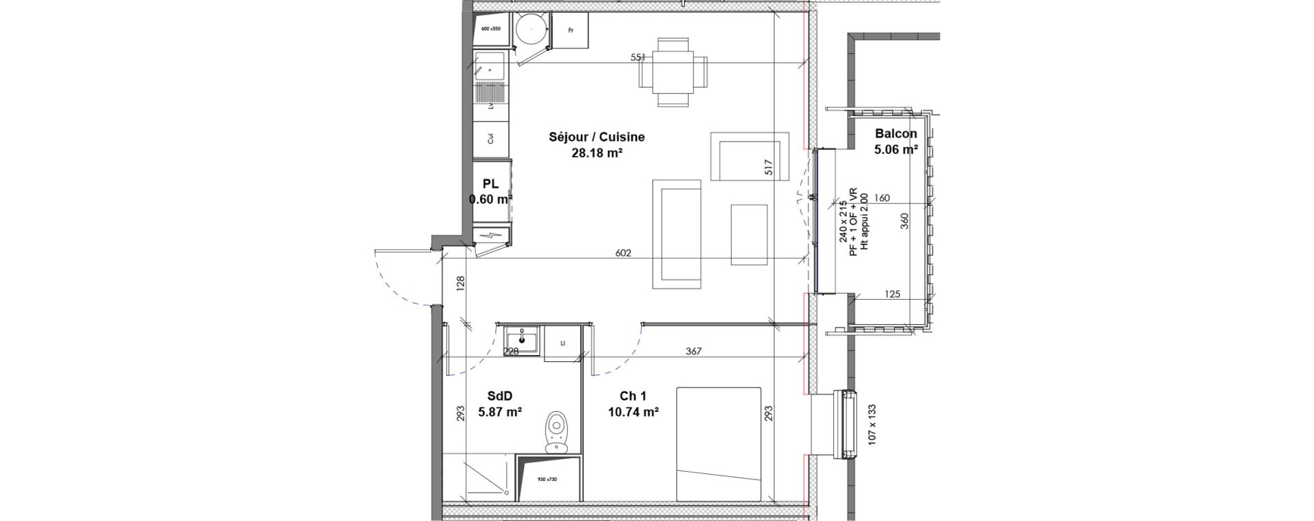 Appartement T2 de 45,39 m2 &agrave; Saint-Pierre-L&egrave;s-Elbeuf Centre