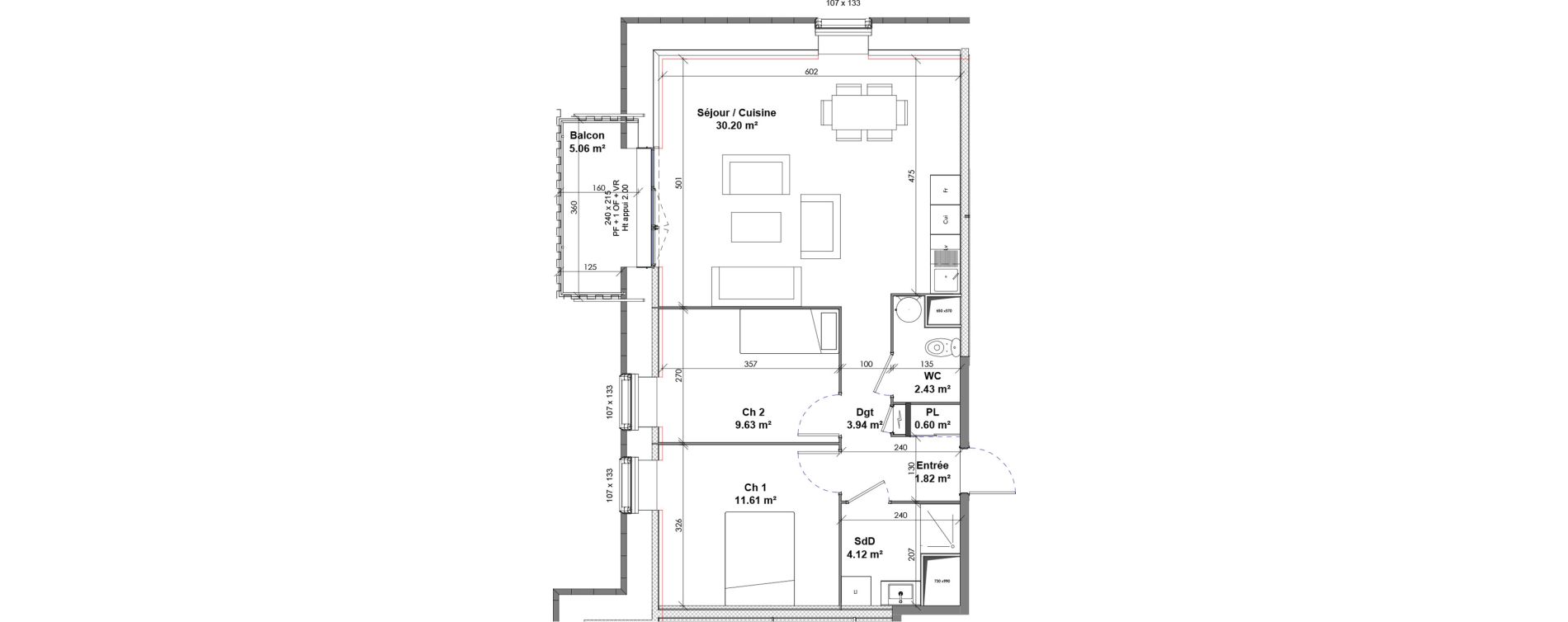 Appartement T3 de 64,35 m2 &agrave; Saint-Pierre-L&egrave;s-Elbeuf Centre