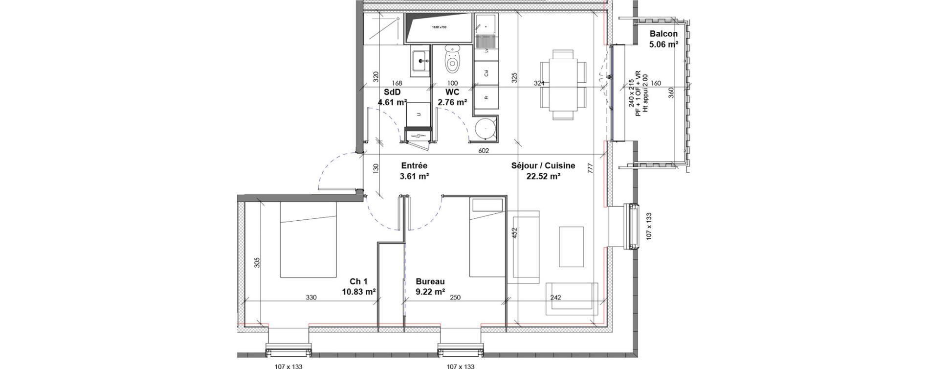 Appartement T3 de 53,55 m2 &agrave; Saint-Pierre-L&egrave;s-Elbeuf Centre