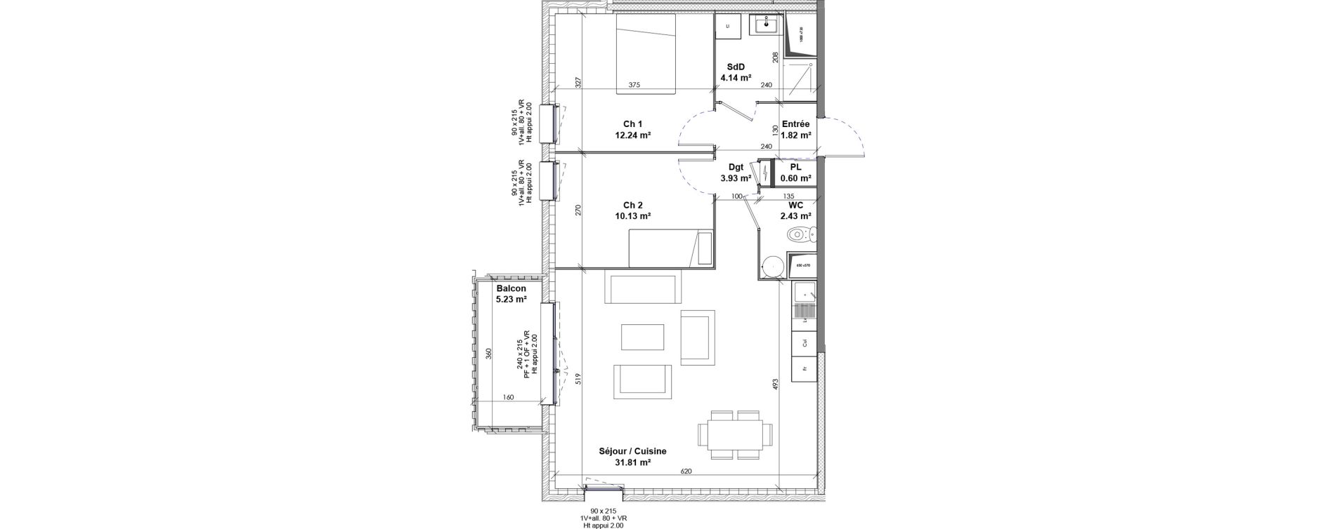 Appartement T3 de 67,10 m2 &agrave; Saint-Pierre-L&egrave;s-Elbeuf Centre