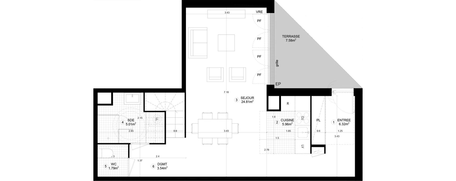 Appartement T4 de 93,07 m2 &agrave; Sainte-Adresse Centre
