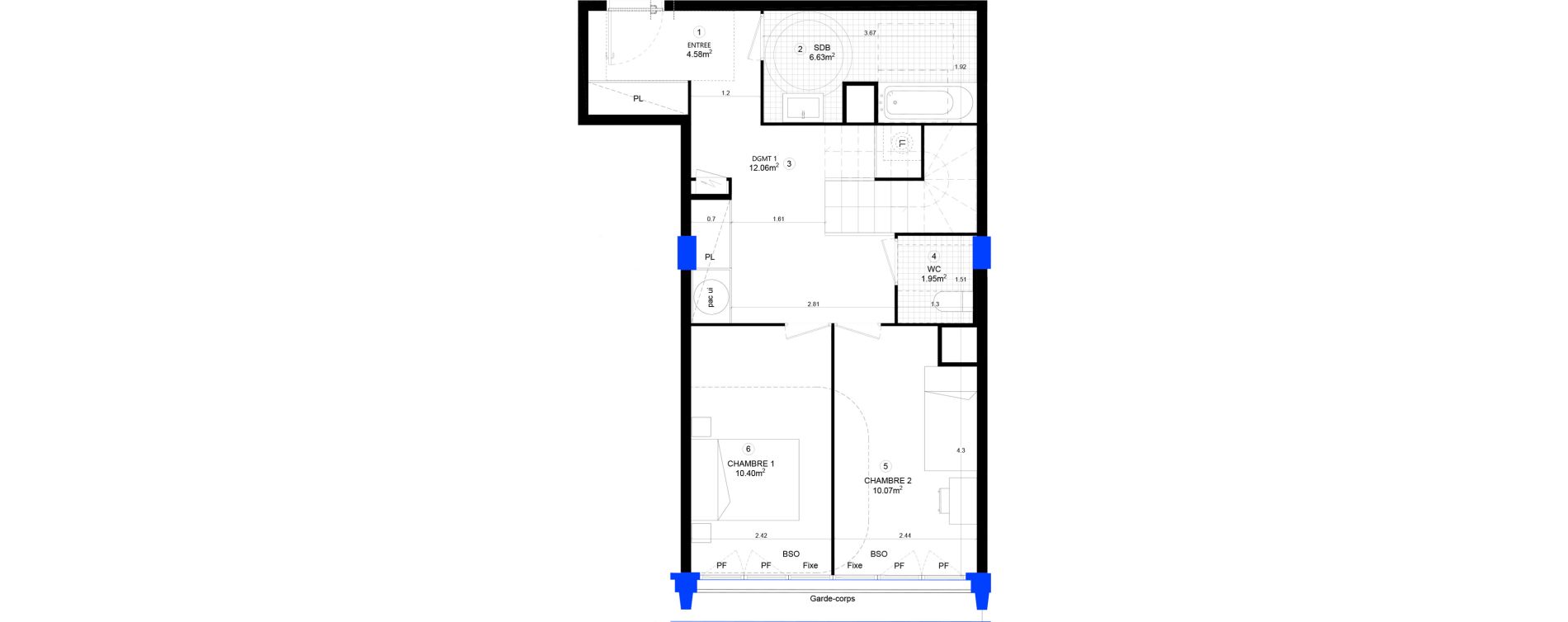 Appartement T3 de 96,35 m2 &agrave; Sainte-Adresse Centre