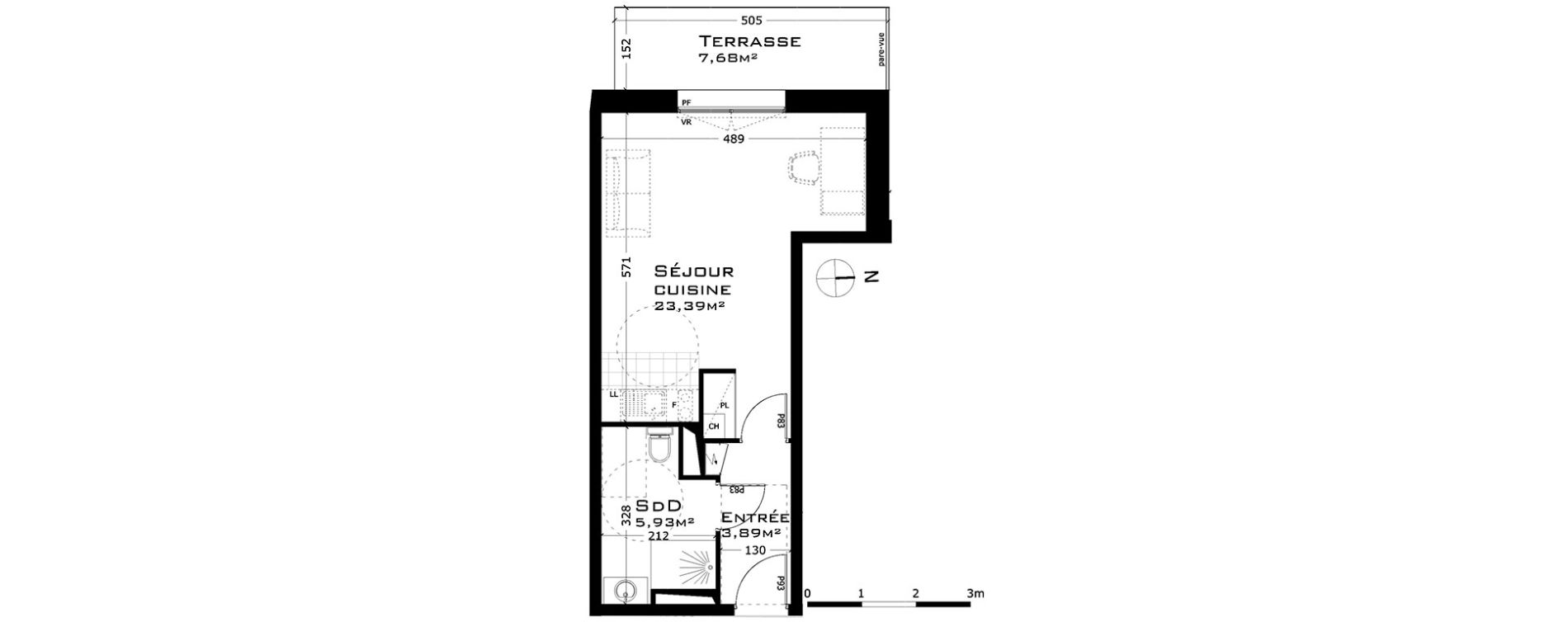 Appartement T1 de 33,21 m2 &agrave; Sainte-Adresse Centre