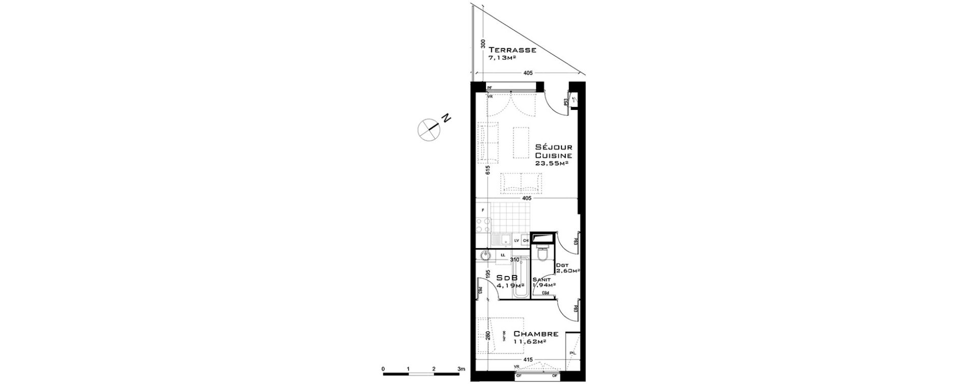 Appartement T2 de 43,90 m2 &agrave; Sainte-Adresse Centre