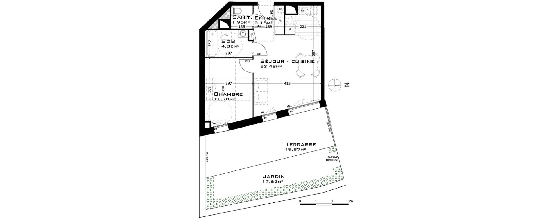 Appartement T2 de 44,18 m2 &agrave; Sainte-Adresse Centre