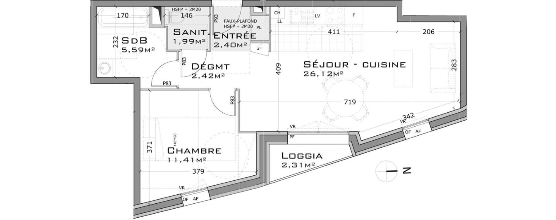 Appartement T2 de 49,93 m2 &agrave; Sainte-Adresse Centre