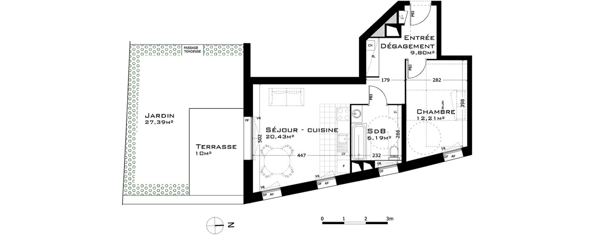 Appartement T2 de 48,63 m2 &agrave; Sainte-Adresse Centre
