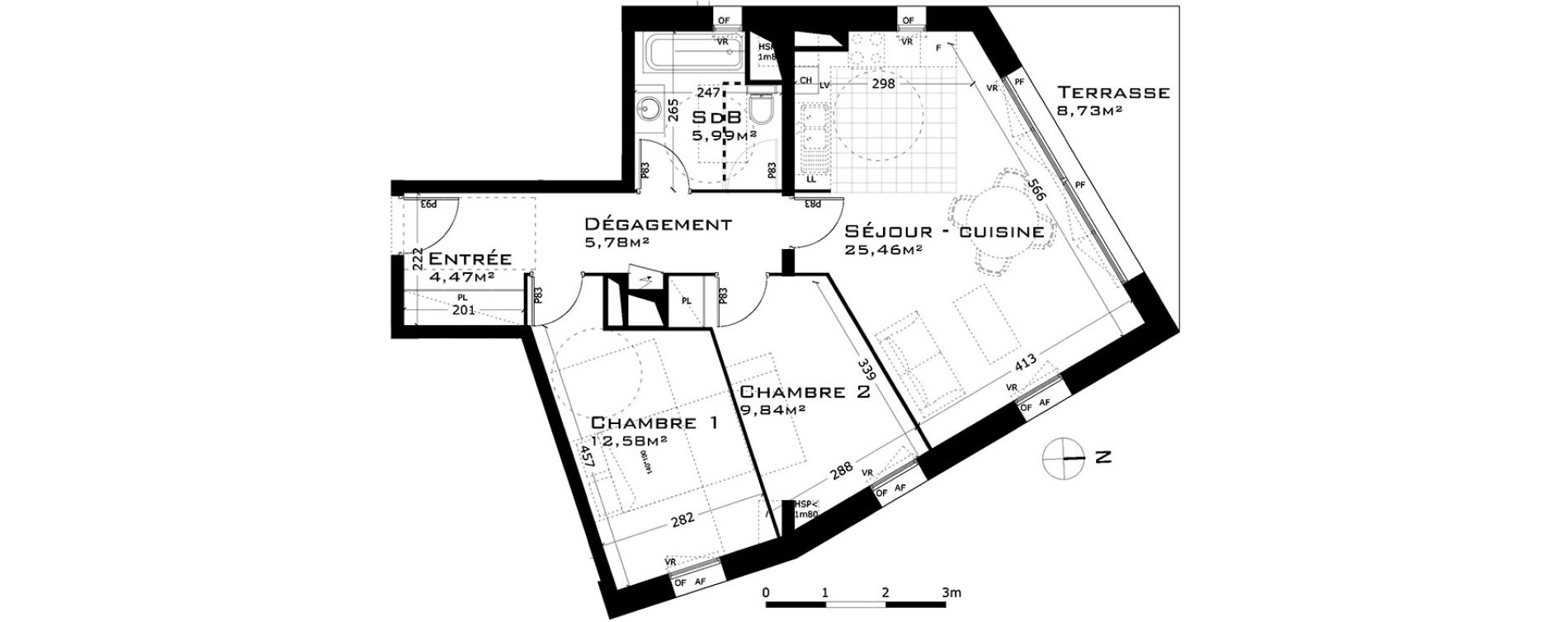 Appartement T3 de 64,12 m2 &agrave; Sainte-Adresse Centre