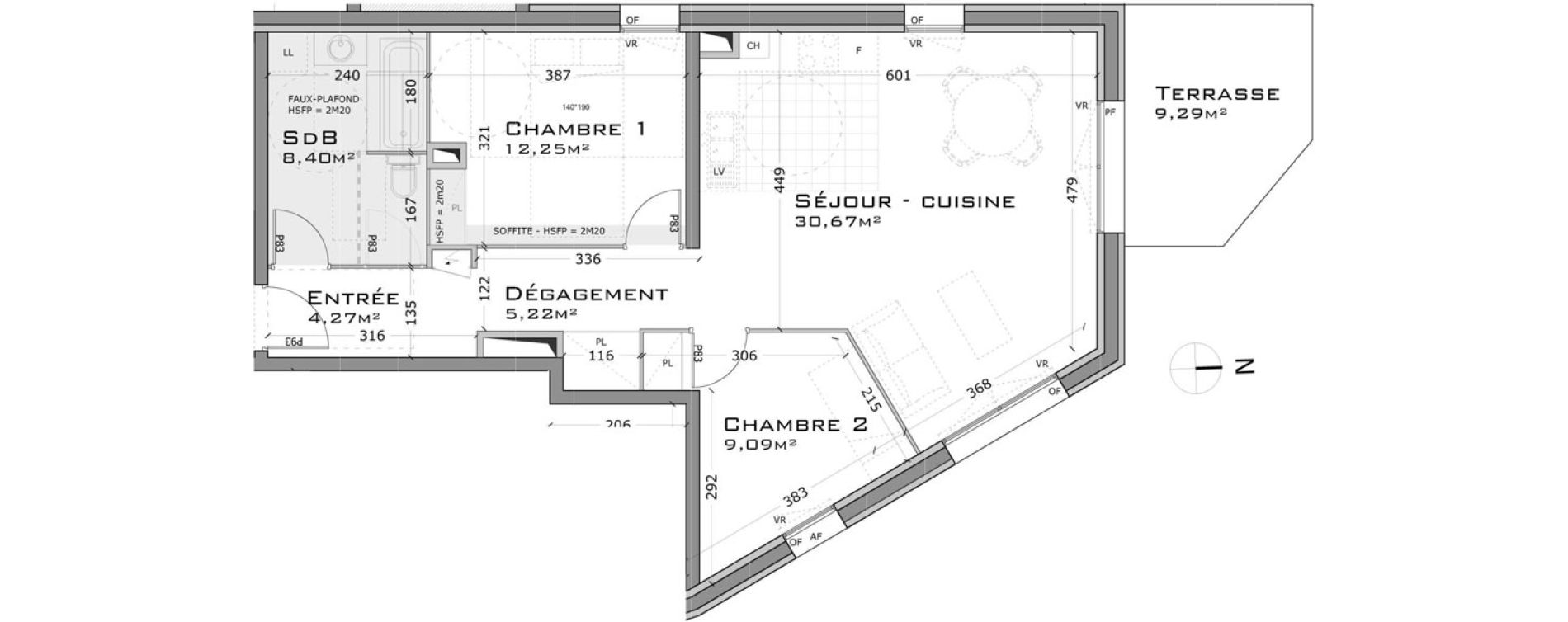 Appartement T3 de 69,90 m2 &agrave; Sainte-Adresse Centre