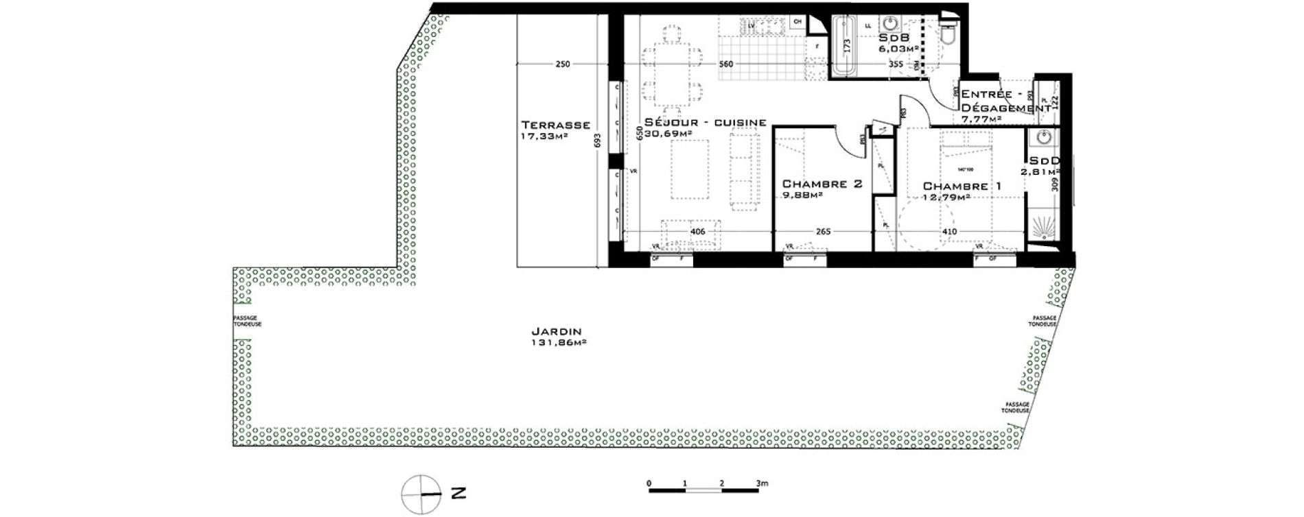 Appartement T3 de 69,97 m2 &agrave; Sainte-Adresse Centre