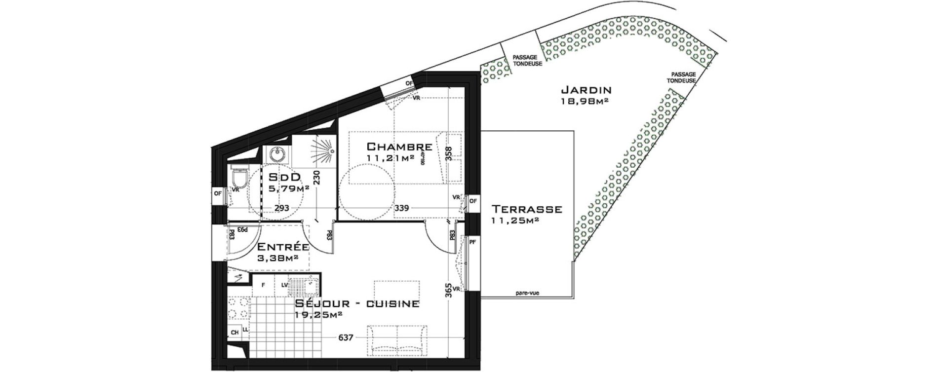Appartement T2 de 39,63 m2 &agrave; Sainte-Adresse Centre