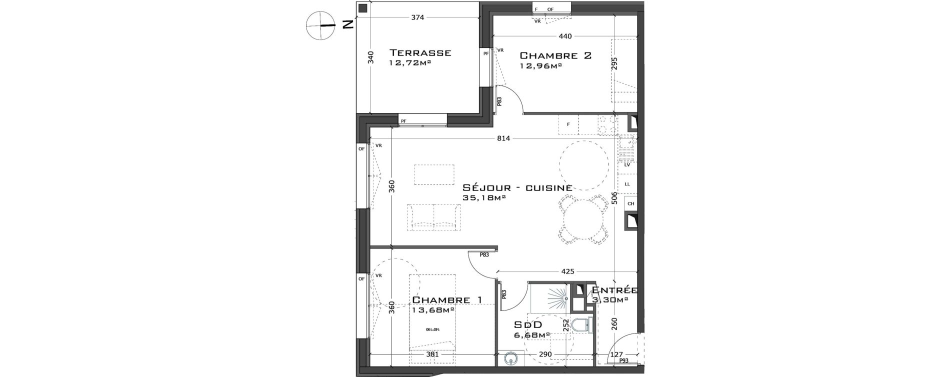 Appartement T3 de 71,80 m2 &agrave; Sainte-Adresse Centre