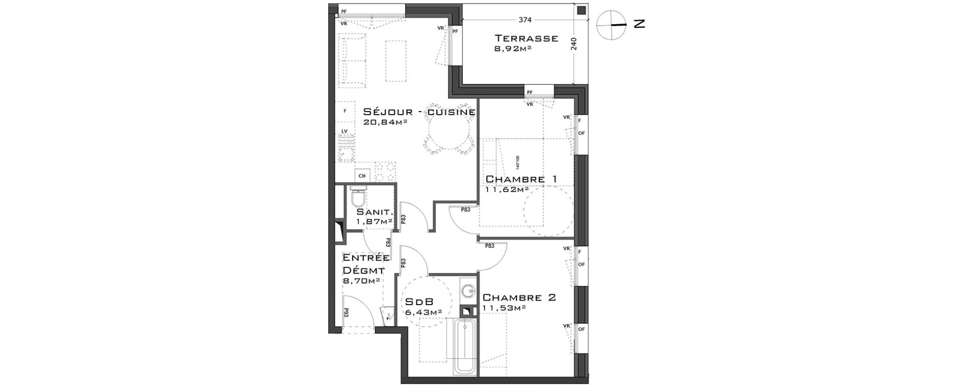 Appartement T3 de 60,99 m2 à Sainte-Adresse Centre
