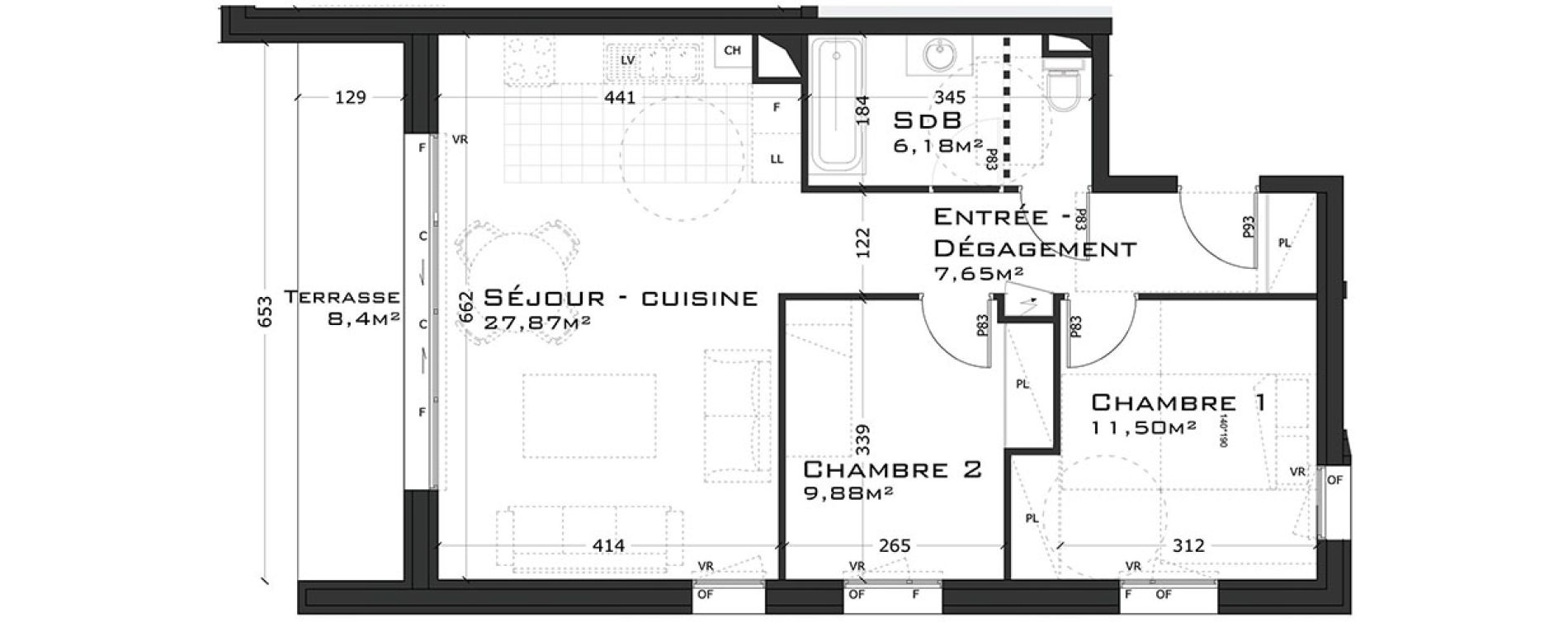Appartement T3 de 63,08 m2 &agrave; Sainte-Adresse Centre