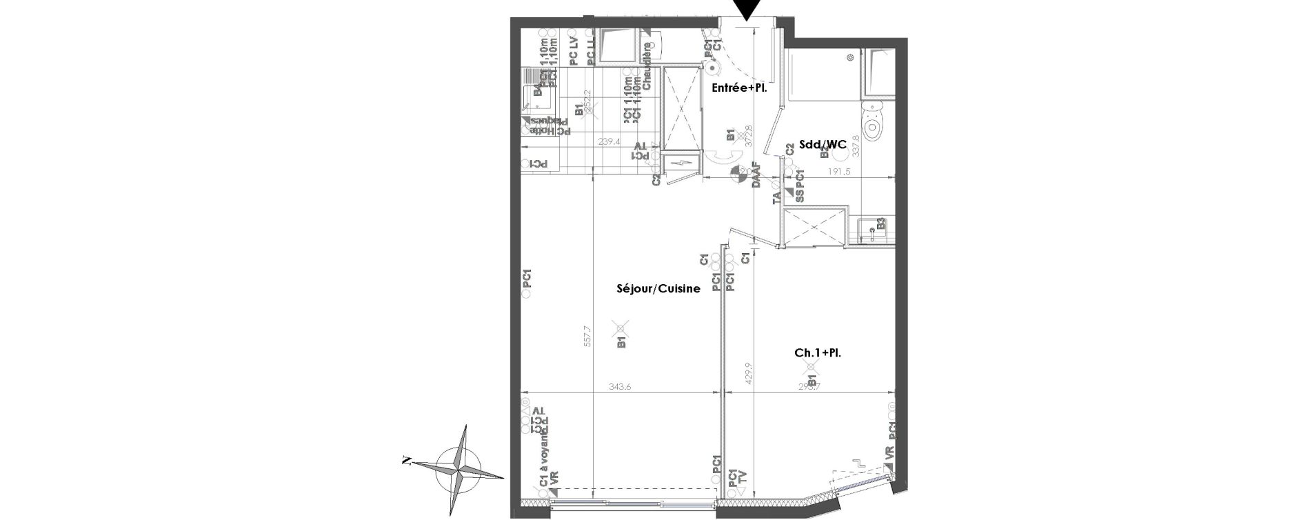 Appartement T2 de 48,77 m2 &agrave; Sainte-Adresse Centre