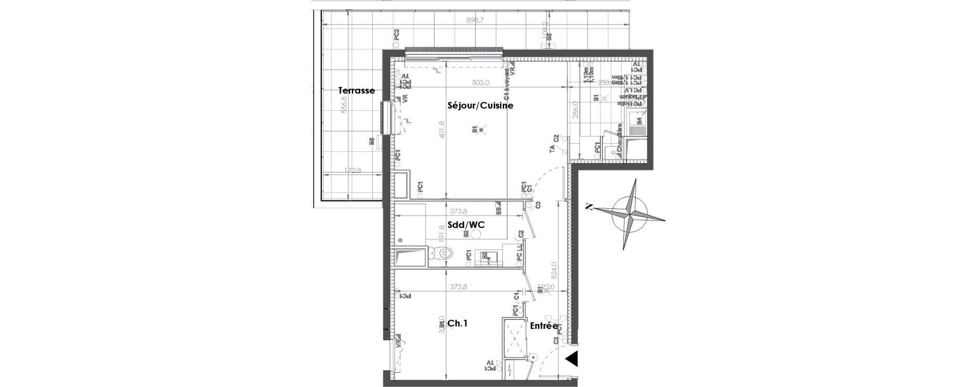 Appartement T2 de 50,49 m2 &agrave; Sainte-Adresse Centre