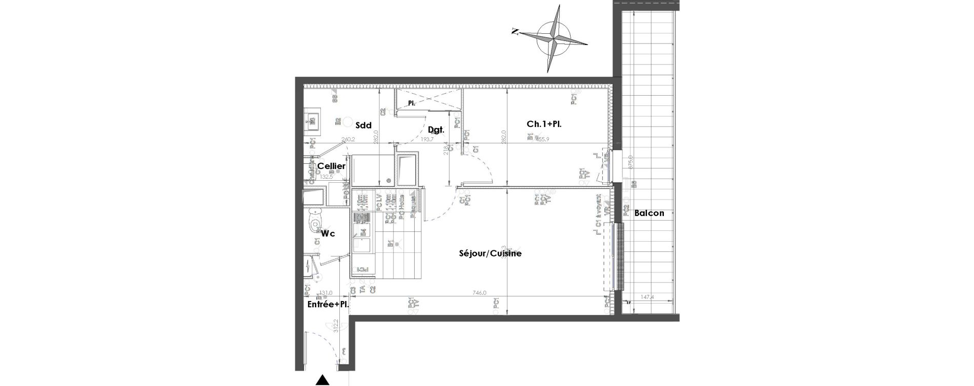 Appartement T2 de 56,62 m2 &agrave; Sainte-Adresse Centre