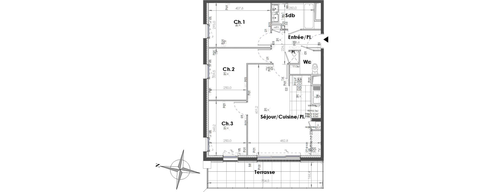Appartement T4 de 70,97 m2 &agrave; Sainte-Adresse Centre