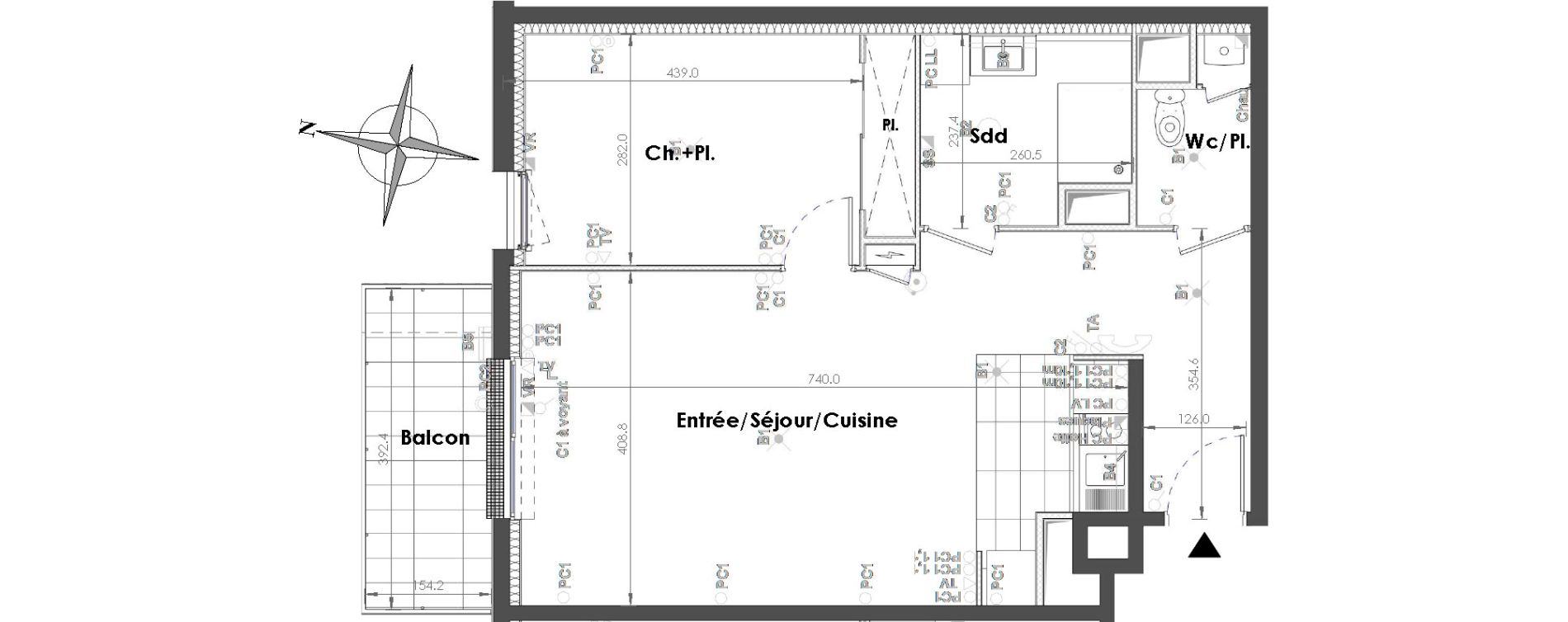 Appartement T2 de 56,16 m2 &agrave; Sainte-Adresse Centre