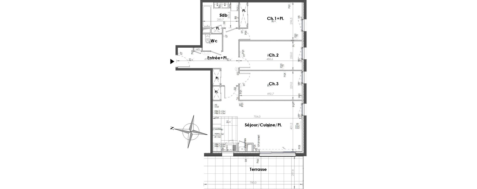 Appartement T4 de 87,66 m2 &agrave; Sainte-Adresse Centre