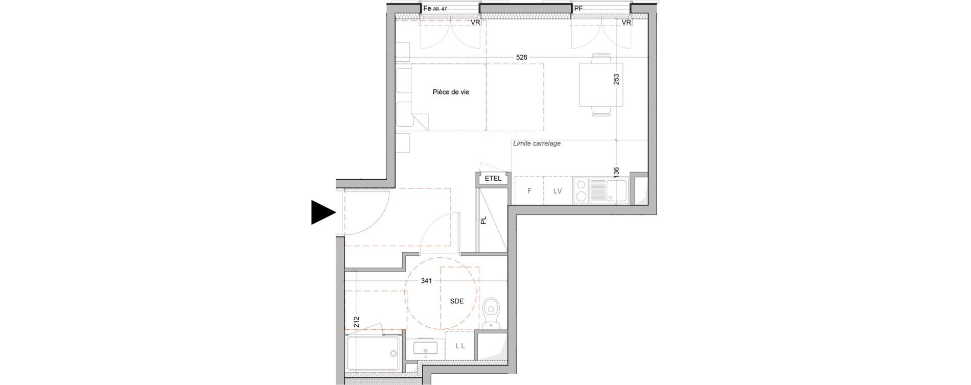 Appartement T1 de 31,00 m2 &agrave; Sainte-Adresse Centre