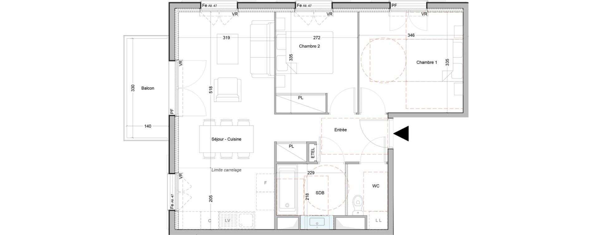 Appartement T3 de 56,50 m2 &agrave; Sainte-Adresse Centre