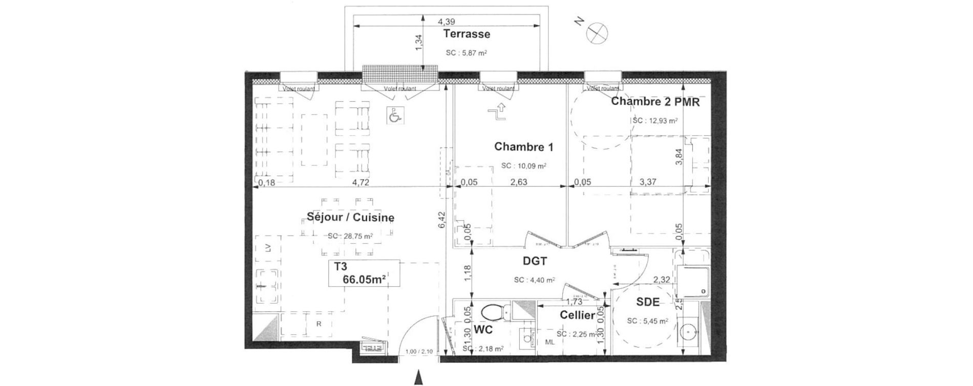 Appartement T3 de 66,05 m2 &agrave; Sotteville-L&egrave;s-Rouen Centre
