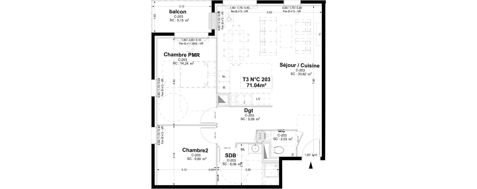 Appartement T3 de 71,04 m2 &agrave; Sotteville-L&egrave;s-Rouen Centre