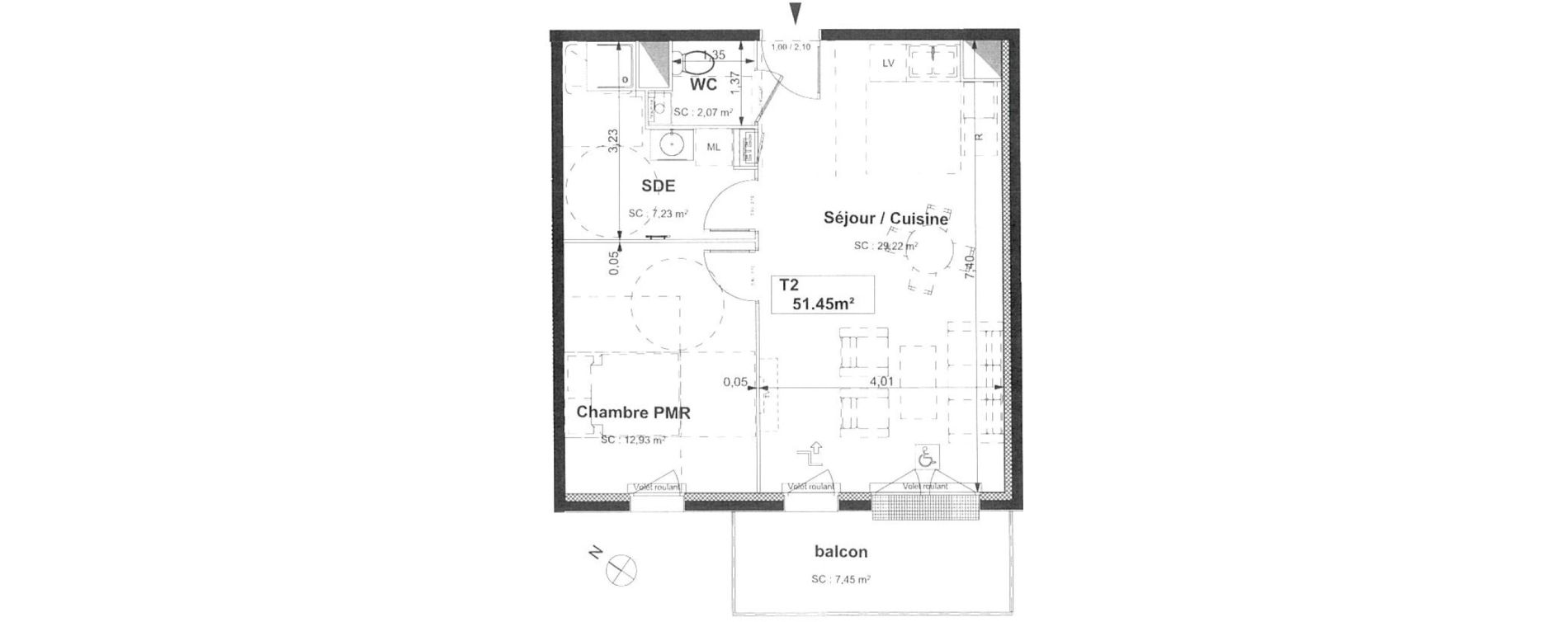 Appartement T2 de 51,45 m2 &agrave; Sotteville-L&egrave;s-Rouen Centre