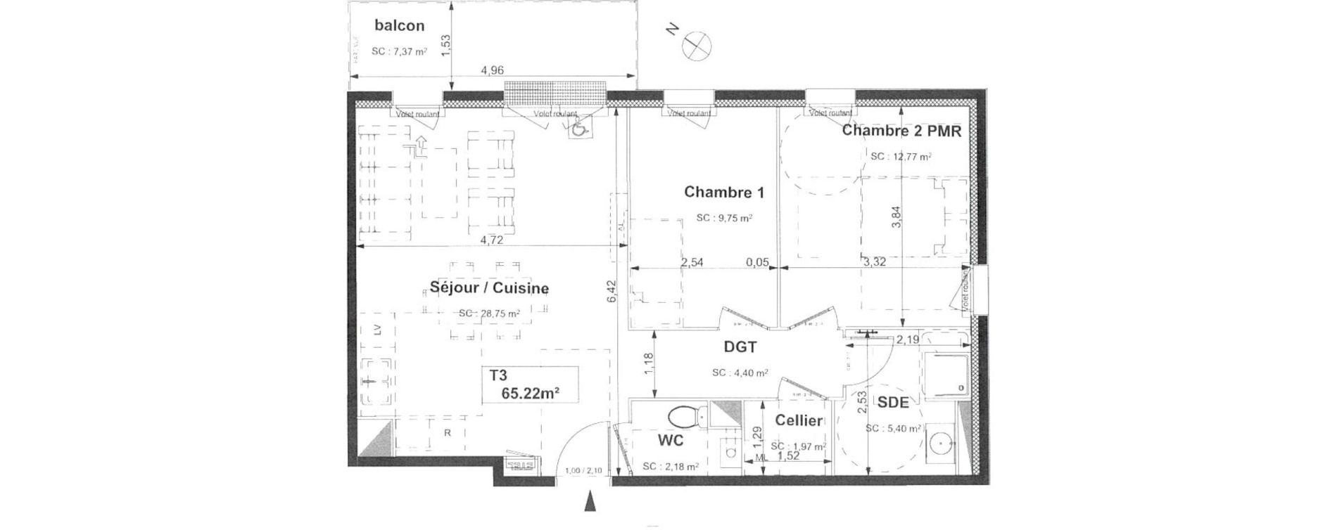 Appartement T3 de 65,22 m2 &agrave; Sotteville-L&egrave;s-Rouen Centre