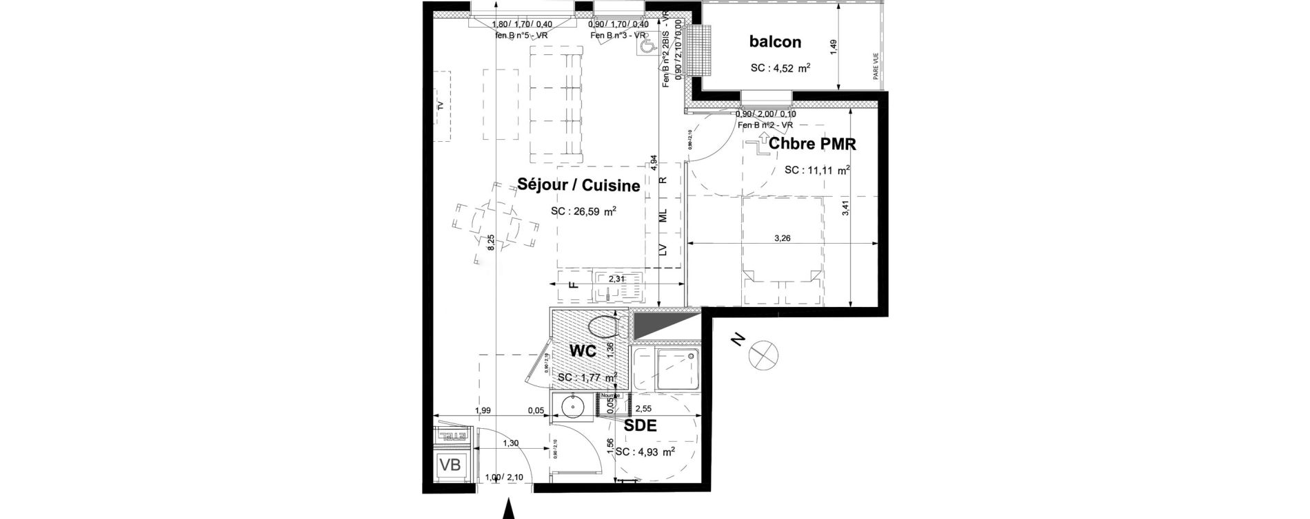 Appartement T2 de 44,40 m2 &agrave; Sotteville-L&egrave;s-Rouen Centre