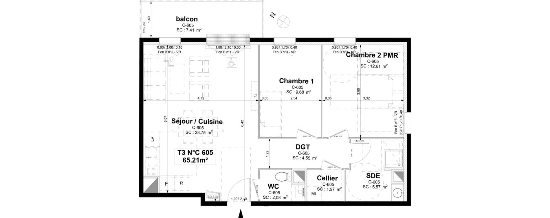 Appartement T3 de 65,21 m2 &agrave; Sotteville-L&egrave;s-Rouen Centre