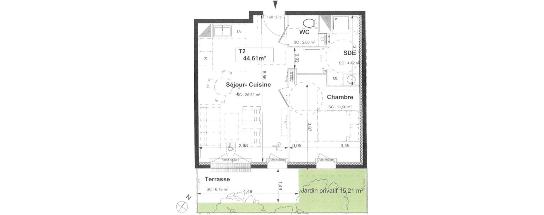 Appartement T2 de 44,61 m2 &agrave; Sotteville-L&egrave;s-Rouen Centre