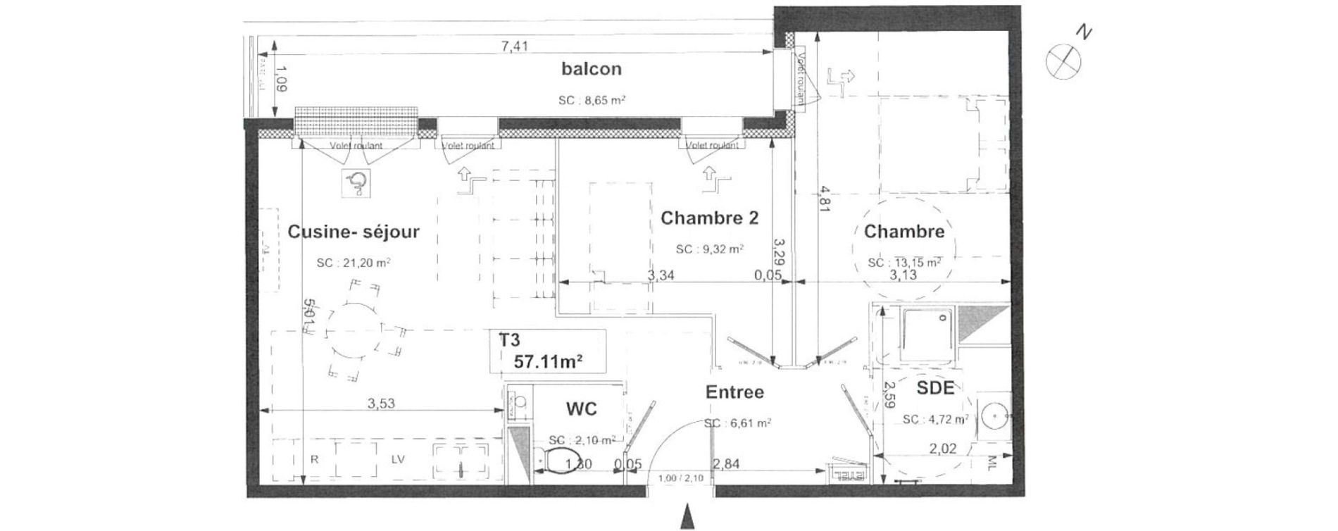 Appartement T3 de 57,11 m2 &agrave; Sotteville-L&egrave;s-Rouen Centre