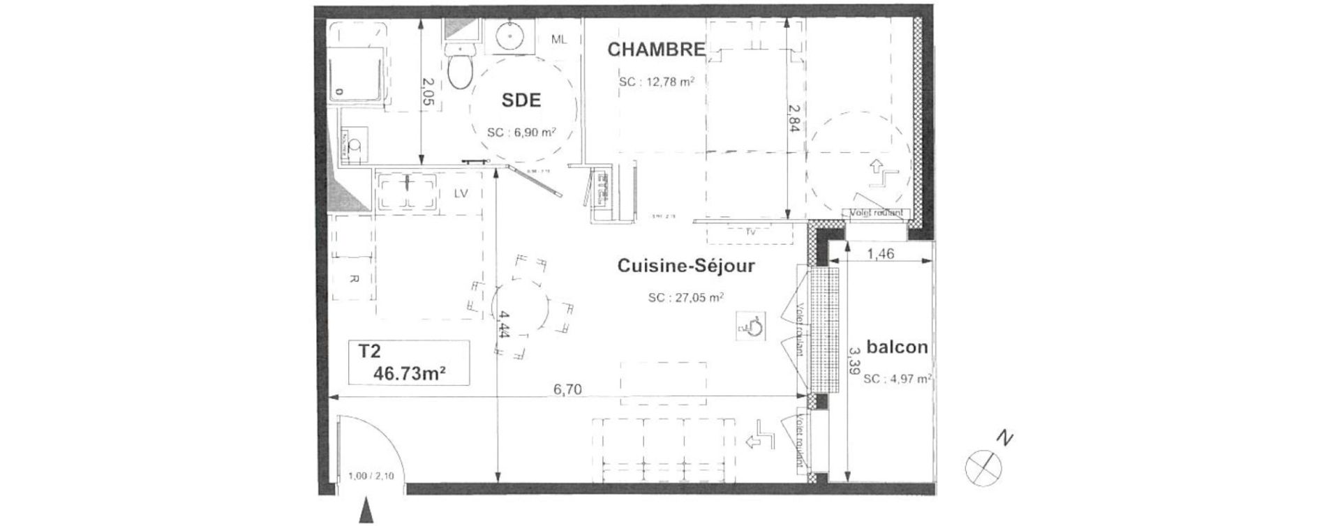 Appartement T2 de 46,73 m2 &agrave; Sotteville-L&egrave;s-Rouen Centre