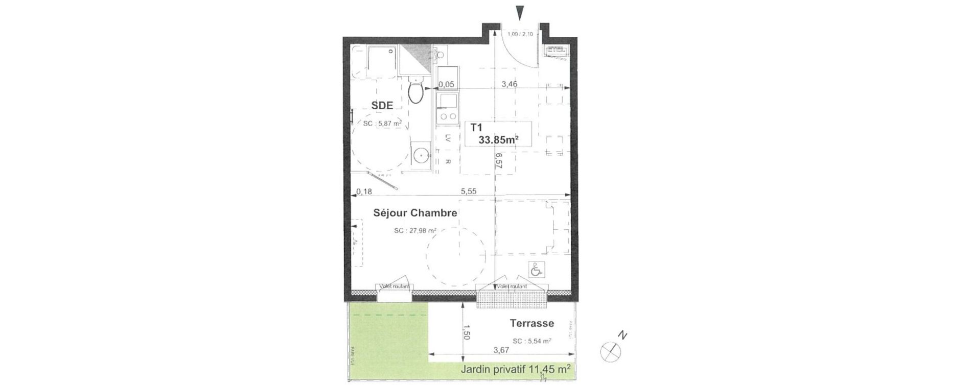 Appartement T1 de 33,85 m2 &agrave; Sotteville-L&egrave;s-Rouen Centre