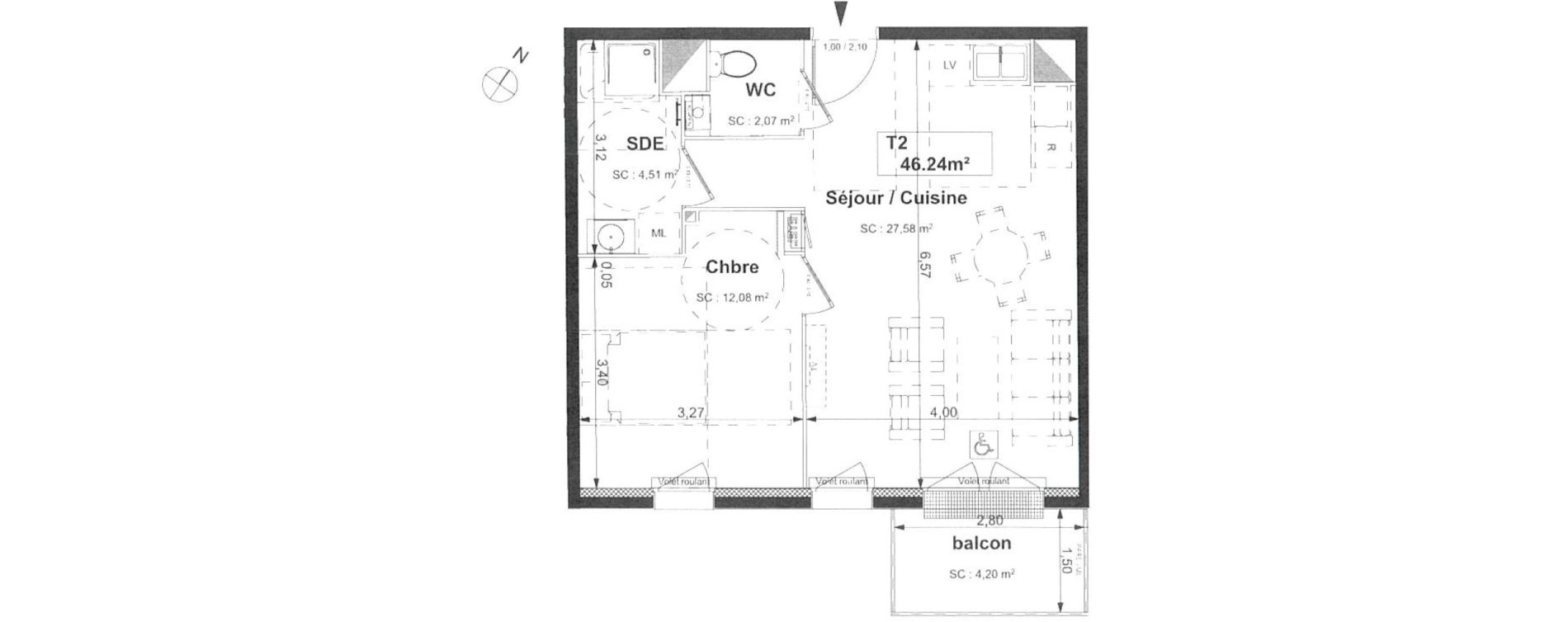 Appartement T2 de 46,24 m2 &agrave; Sotteville-L&egrave;s-Rouen Centre