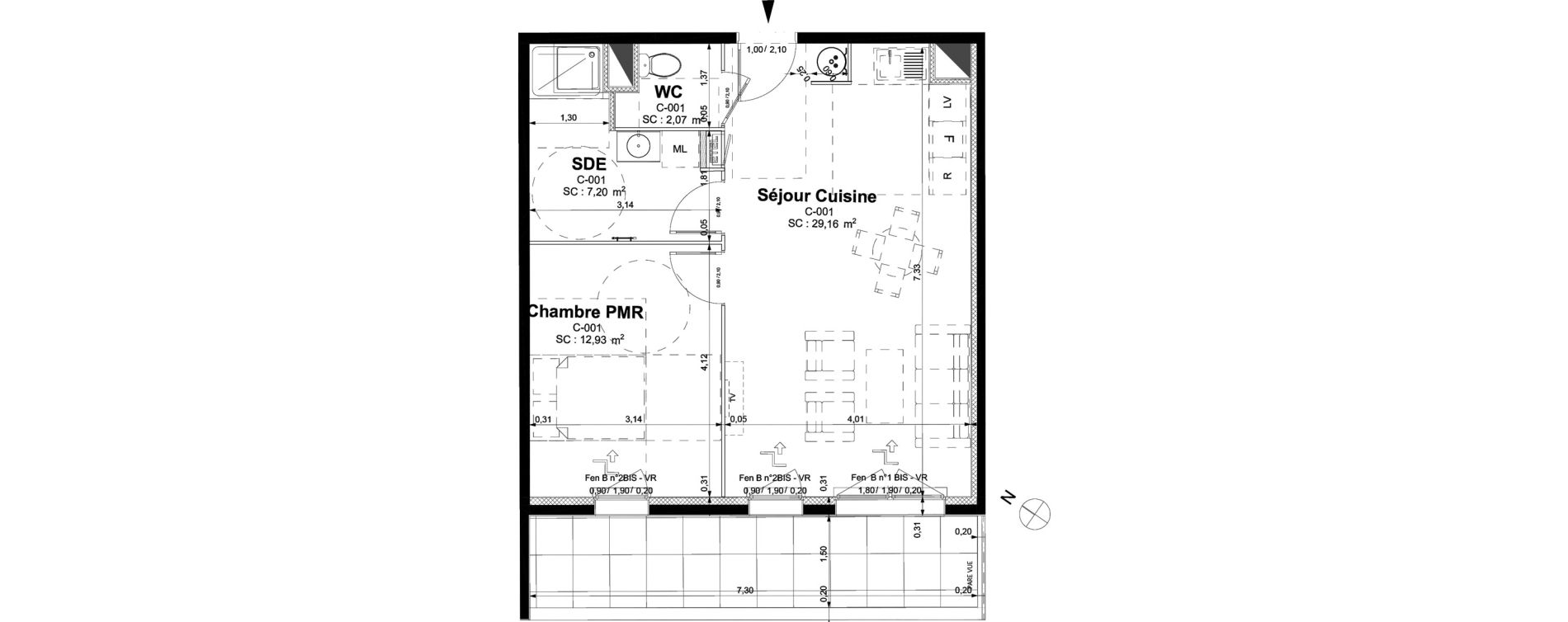 Appartement T2 de 51,36 m2 &agrave; Sotteville-L&egrave;s-Rouen Centre